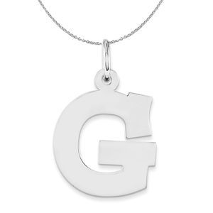 Silver Amanda Collection Medium Block Style Initial G Necklace - 20 In